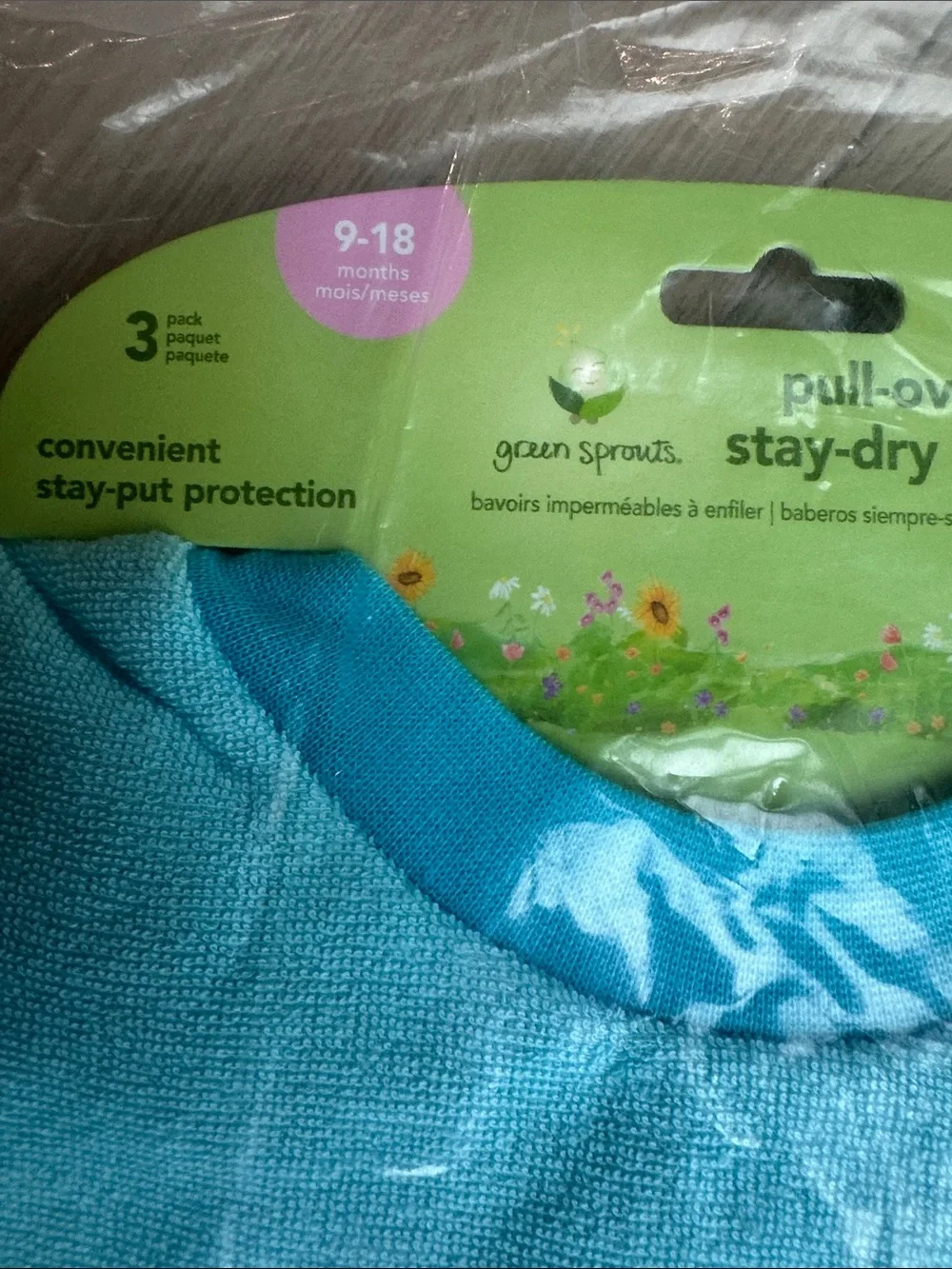 Aqua Pull-Over Stay-Dry Baby Bib (3-Pack)